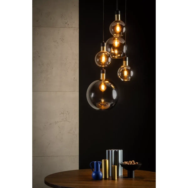 Szklana lampa wisząca Julius 34438/05/65 Lucide kaskada czarna złota