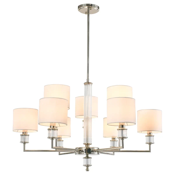 Żyrandol do salonu SUTTON P09422NI-WH klasyczny biały nikiel