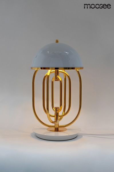Biurkowa lampka BOTTEGA złoto biała lampa na stolik ruchoma