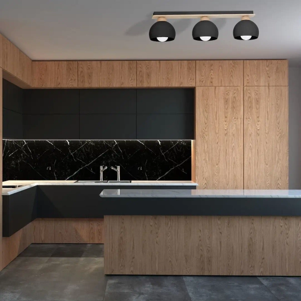 Potrójna lampa sufitowa DAMA BLACK MLP6560 do jadalni kula czarna