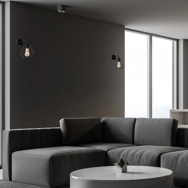 Druciana LAMPA ścienna COLIN MLP4788 Milagro metalowa OPRAWA industrialny KINKIET druciany czarny