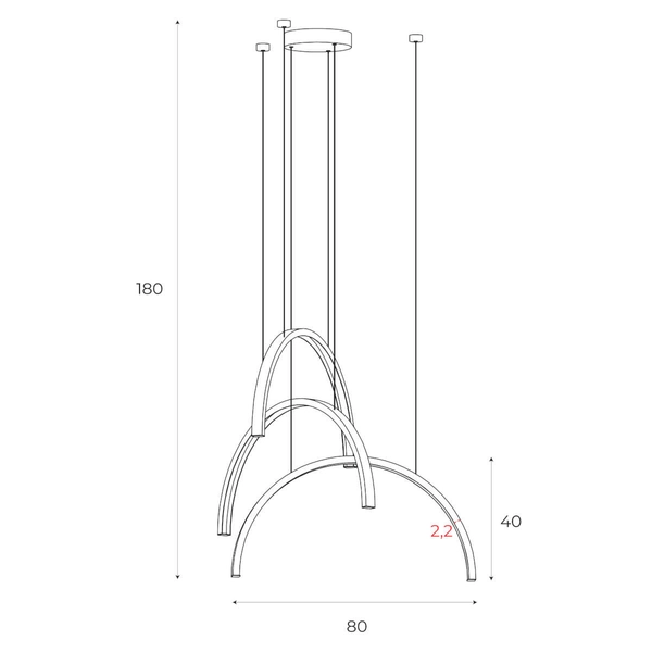 Wisząca lampa do sypialni Trioarc P0507 LED 63W 3000K czarny