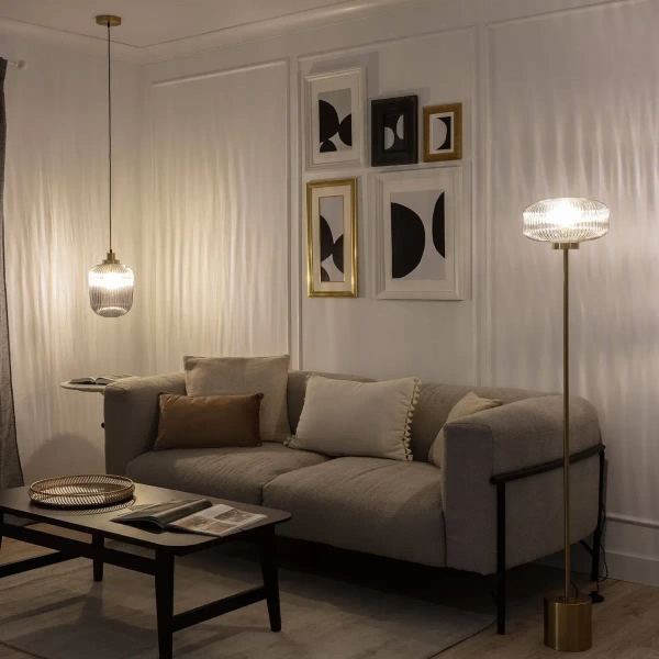 Szklana lampa wisząca Niko ABR-LWS-C-NIK owalna do salonu przydymiona