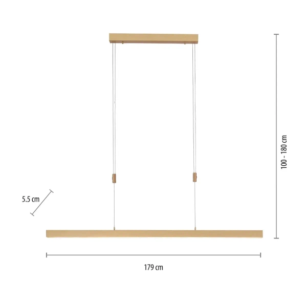 Wisząca lampa ADRIANA mosiądz LED 45W 2700-5000K do jadalni belka listwa podłużna 2568-60