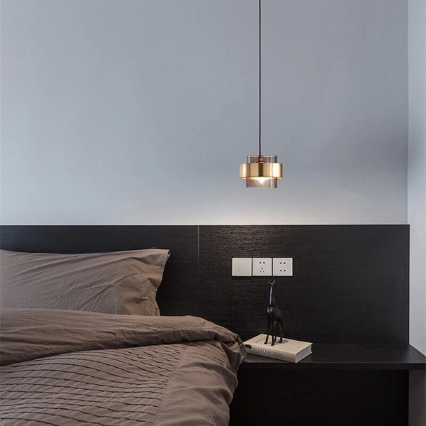 Wisząca lampa loftowa CGBANDBRASS hol mosiądz przydymiona