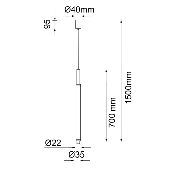 Wisząca lampa podłużna tuba Astako mosiężna 5230 LED 2W 3000K do jadalni