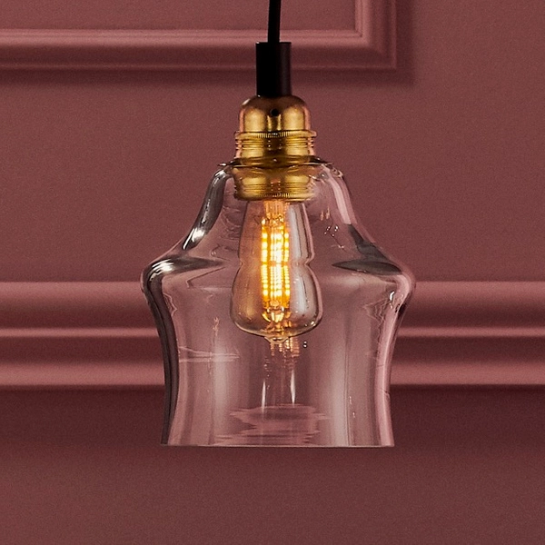 Wisząca LAMPA loftowa LONGIS 10872105 Kaspa skandynawska OPRAWA szklany zwis złoty przezroczysty czarny