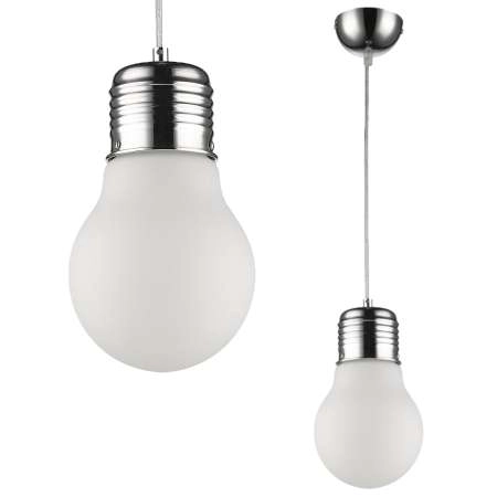 Lampa wisząca FLO KR 152-1 LED 40W szklana OPRAWA metalowy ZWIS żarówa bulb chrom