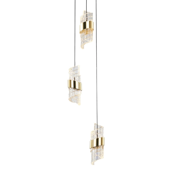 Zwisająca lampa glamour Tonga PND-26374-3-23W-3K-BK-GD Italux LED 23W 3000K złota