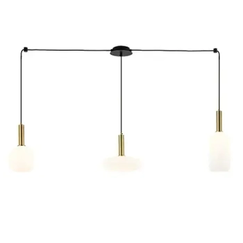Potrójna wisząca lampa 22151 kule szklane białe złote