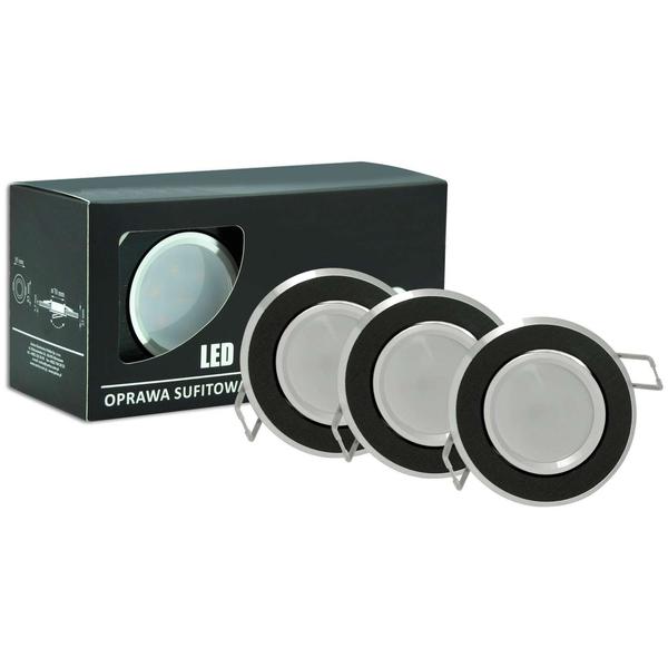 Podtynkowe LAMPY sufitowe SUN OLAL 305251 Polux zestaw 3 OPRAW okrągłych LED 10,5W 3000K do zabudowy czarne