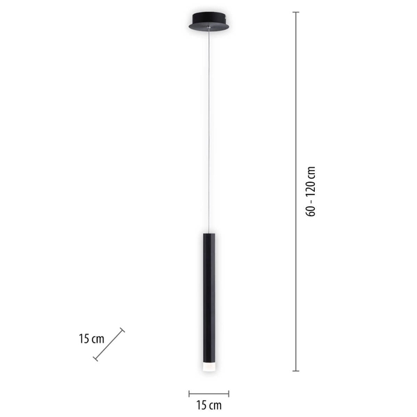 Pojedyncza lampa zwisająca Bruno 15202-18 LED 6W 3000K sopel czarny