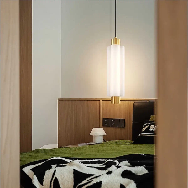 Wisząca lampa sypialniana OSMO ST-15038P-2 LED 15W 3000K szklana mosiądz