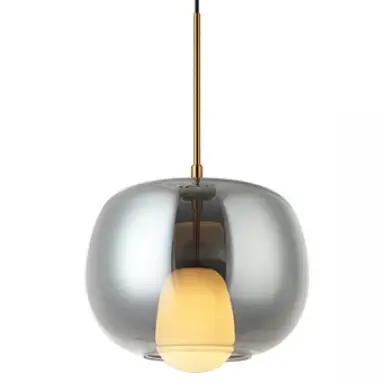 Szklana zwisająca lampa 22058 kula do jadalni przydymiona złota
