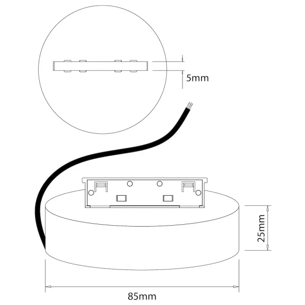 Zasilacz do szyn magnetycznych 150W Magnetic Track ML2172 okrągły czarny