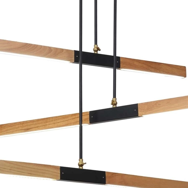 LAMPA wisząca LUGANO LP-2828/3P Light Prestige drewniana OPRAWA zwis LED 48W 3000K kaskada listwy brązowe