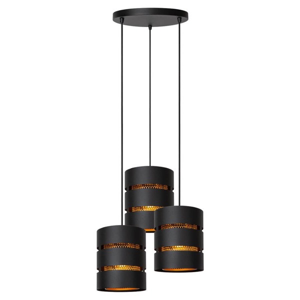 Potrójna lampa wisząca Rosas 21433/13/30 metal czarna złota