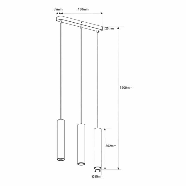 Lampa zwisająca na listwie Spoti ABR-ZLW3T-Z Abruzzo tuby złota czarna