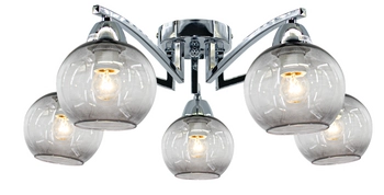 Modernistyczna LAMPA sufitowa Genewa 1986/5 8C Elem szklana OPRAWA loftowa chrom