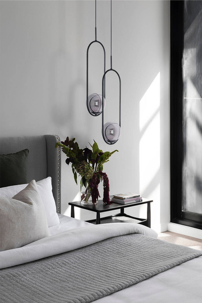 Wisząca lampa elipsa Davos K-5110 Kaja ball kula grafitowa czarna