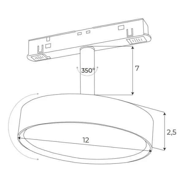 Ledowa magnetyczna lampa do szyn Dali M0014D LED 12W 3000K okrągły czarny