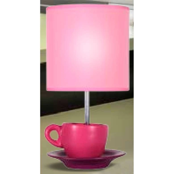 Stojąca lampa stołowa CYNKA 41-34809 biurkowa filiżanka dekoracyjna różowa