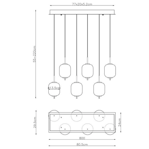Wisząca lampa nad stół Ewald 15217-6 LED 40W 3000K kule mosiądz