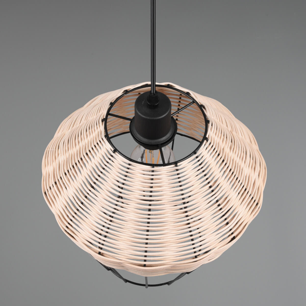 Zwisająca lampa Borka R31261936 RL Light koszyk druciak drewniana czarna