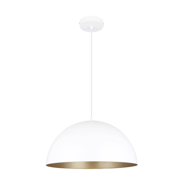 Kuchenna lampa wisząca Vela metalowa kopuła biała złota