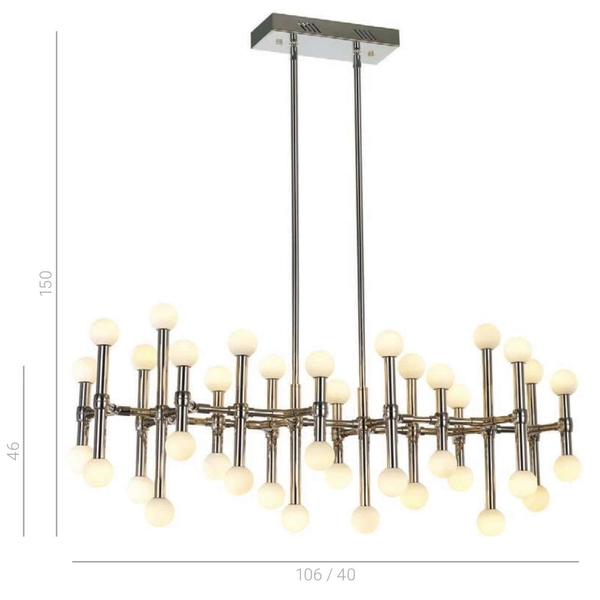 Industrialna LAMPA wisząca GIOVANNA MX16009008-38A Italux metalowa OPRAWA loftowy ZWIS molekuły LED 96W 3000K pręty nikiel