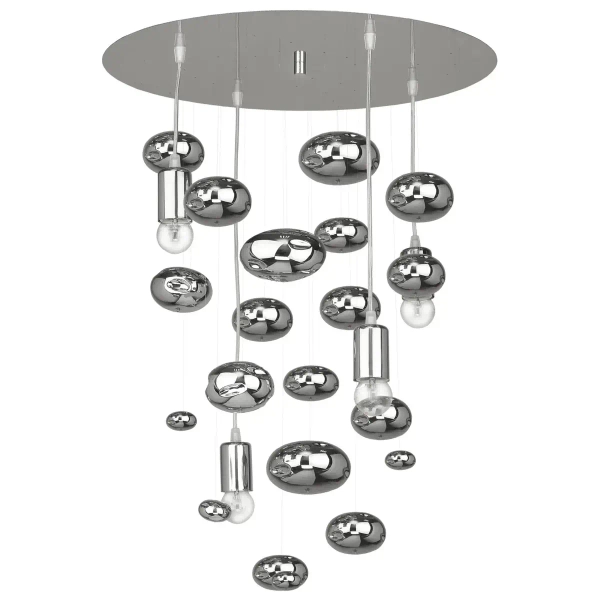 Szklana sufitowa lampa SALVA 6845 bubbles do jadalni chrom