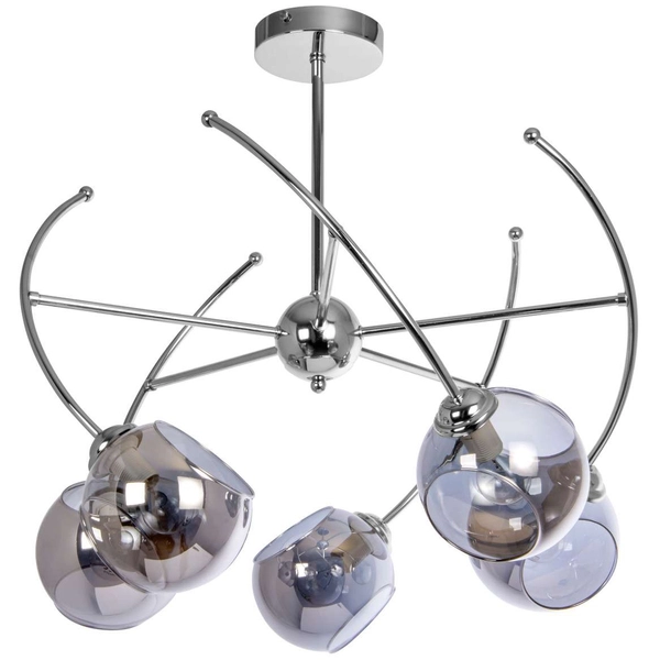 Modernistyczna lampa sufitowa VEN 2690/5 loftowa szklana chrom przydymiona