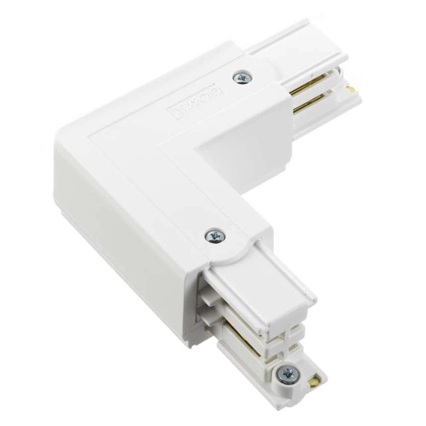 Lewy łącznik do szynoprzewodu 8118 Shilo kątowy 3-fazowy biały