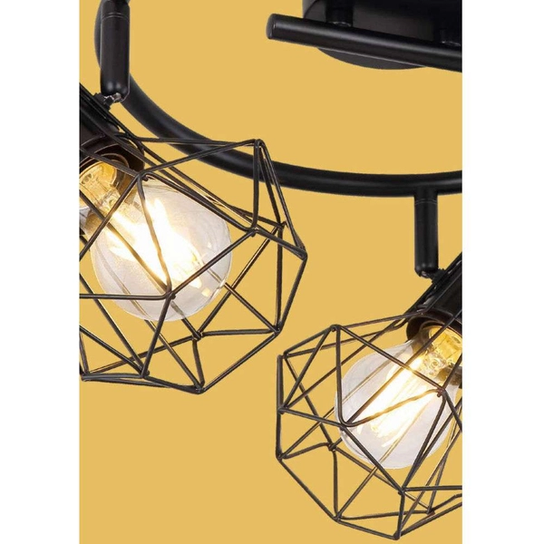 Druciana LAMPA sufitowa PRISKA 54017-3 Globo metalowa OPRAWA plafon industrialne reflektorki spirala czarna