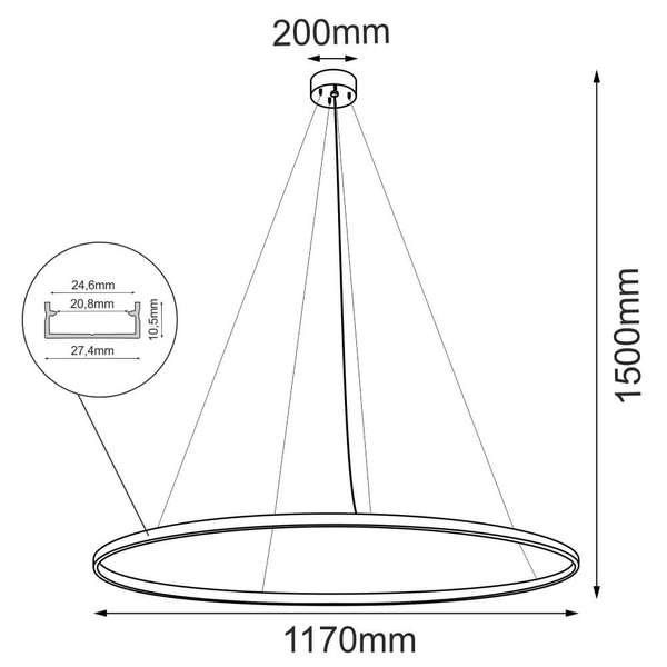 Metalowa wisząca lampa Agari 5345 Shilo LED 66W 4000K okrąg do kuchni złota