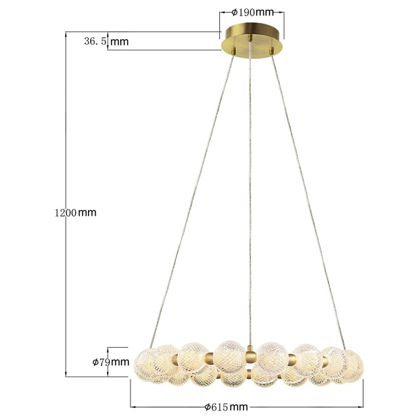 Okrągła wisząca lampa Diamond LP-2202/18P GD Light Prsetige szklana złota