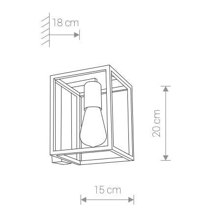 Kinkiet LAMPA ścienna CRATE 9046 Nowodvorski prostokątna OPRAWA metalowa klatka frame czarna