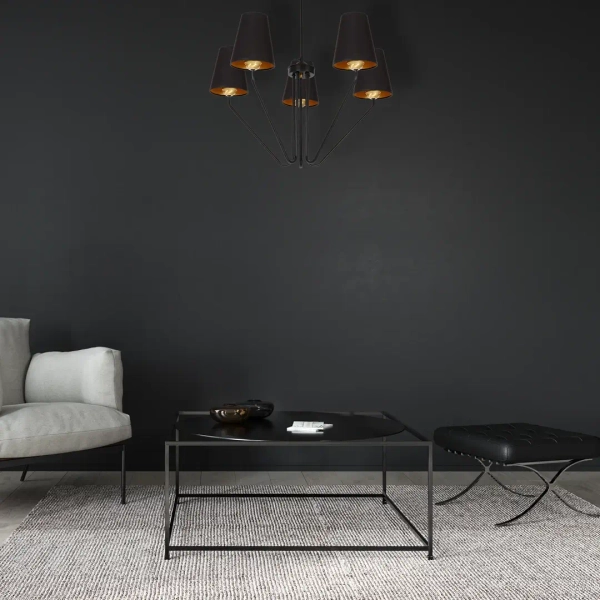 Abażurowa lampa wisząca VICTORIA BLACK MLP4913 tkaninowa czarna