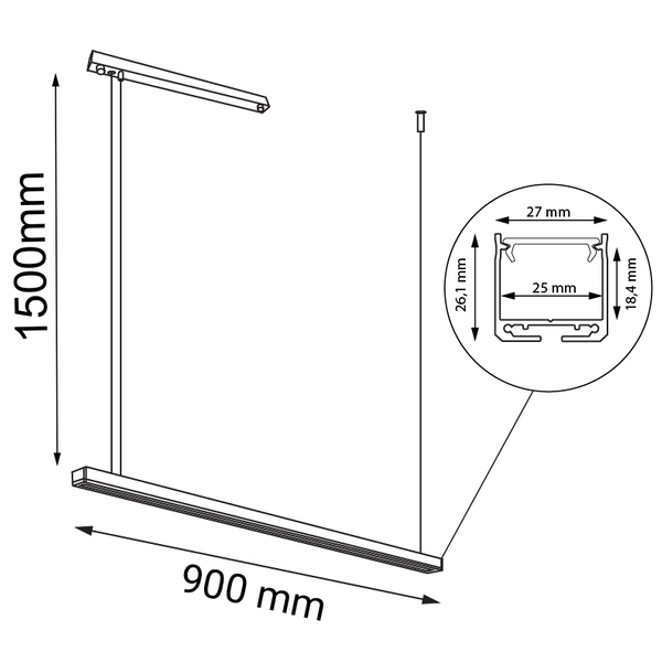 LAMPA wisząca HANAWA 1951 Shilo metalowa OPRAWA listwa LED 9W zwis biały
