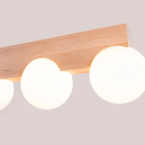 Lampa sufitowa kulista BULBO SL.1685 drewniana biała 4xG9 szklana