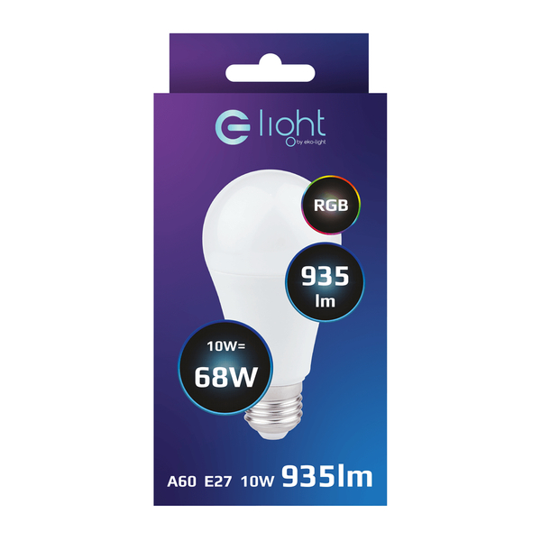 Żarówka ledowa 10W A60 E27 RGB dekoracyjna z pilotem