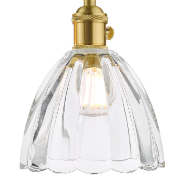 Szklana lampa wisząca Hadano HAD3640-11 do salonu mosiądz przezroczysty