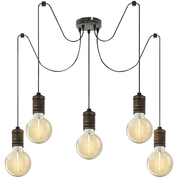 Wisząca lampa loft Fidel 3218 oprawki na żarówki pająk złoto antyczne