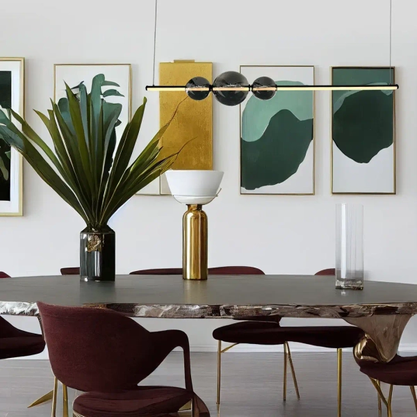 Podłużny żyrandol KUGEL ML0982 LED 30W 4000K do salonu kula czarny