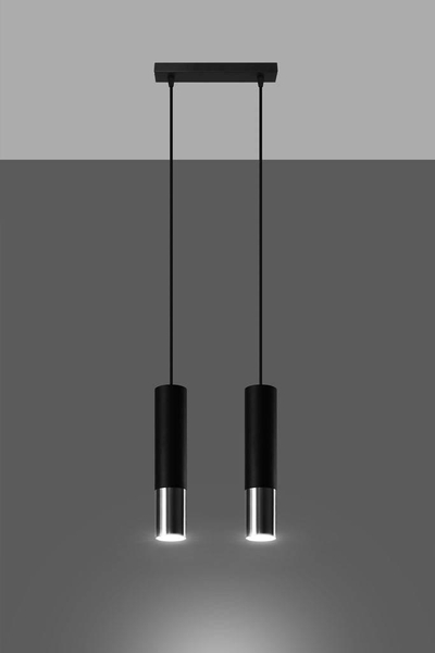 Loftowa LAMPA wisząca SL.0941 modernistyczna OPRAWA metalowy ZWIS tuby czarne chrom