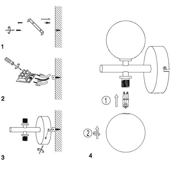 Loftowa LAMPA ścienna TYCHO 45274/02/02 Lucide szklana OPRAWA kinkiet kule przydymione mosiądz