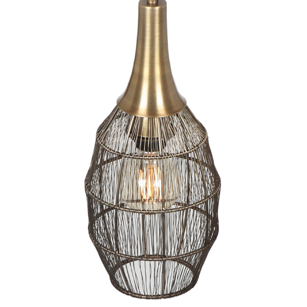 Zawieszana lampa SORAYA 365420104 Trio druciak metalowa czarny złoty