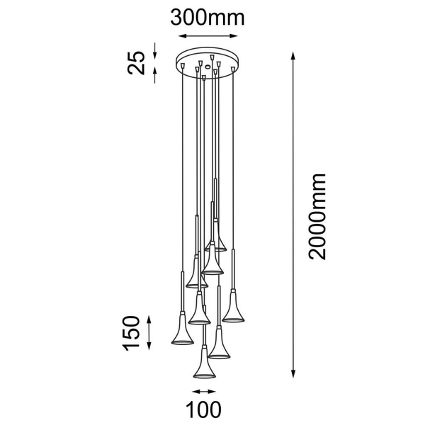 Wisząca lampa kaskadowa Kanzaki 8533 Shilo LED 36W 4000K metalowa czarna