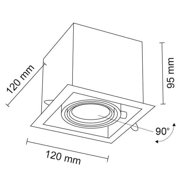 Spot LAMPA sufitowa EBINO 7314 Shilo podtynkowa OPRAWA metalowe OCZKO kwadratowa wpust biały