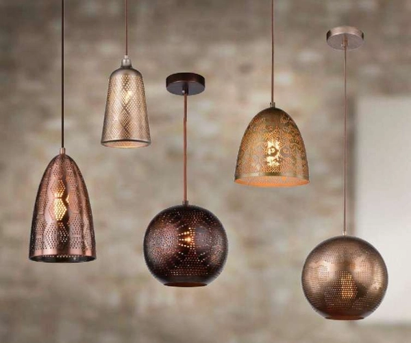 Orientalna lampa wisząca SFINKS 31-43313 kropla łezka z wzorkami miedziana